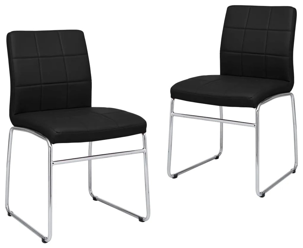 vidaXL Cadeiras de jantar 2 pcs couro artificial preto
