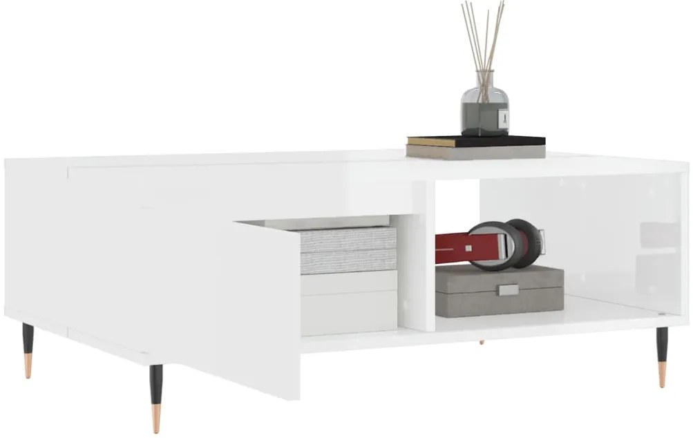 Mesa de centro 90x60x35cm derivados de madeira branco brilhante