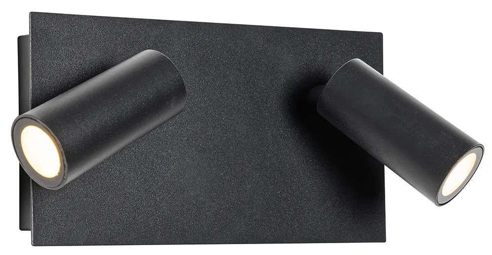 Candeeiro de parede exterior moderno preto c/ LED 2 luzes IP54 - Simon Moderno