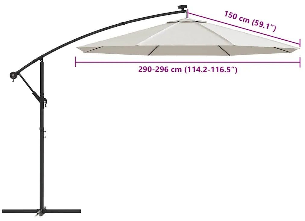 Tecido substituição p/ guarda-sol cantilever 300cm branco areia