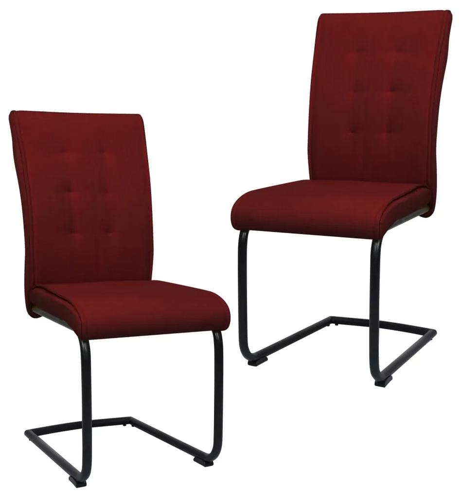 Cadeiras de jantar cantilever 2 pcs tecido vermelho tinto