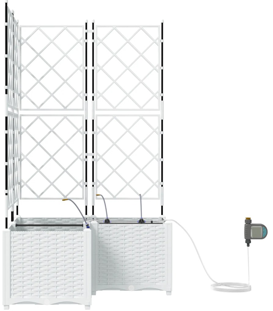 Jardineiras com Sistema de Irrigação 3 pcs Branco