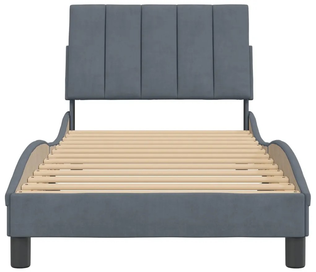 Estrutura de cama sem colchão 90x200 cm veludo cinzento-escuro