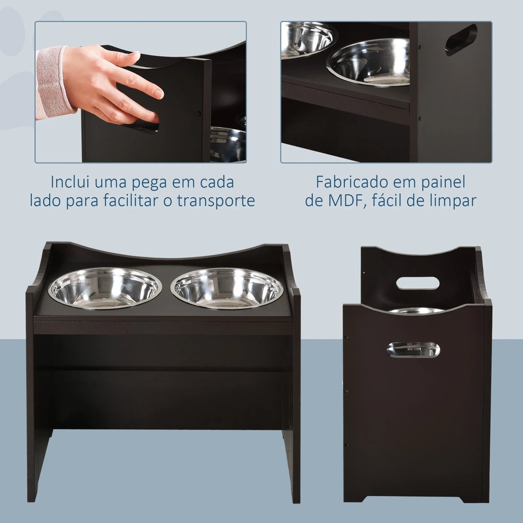 PawHut Comedouro para Cães Elevado Comedouro para Cães com 2 Tigelas d