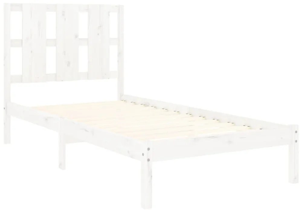 Estrutura de cama solteiro 90x190 cm madeira maciça branco
