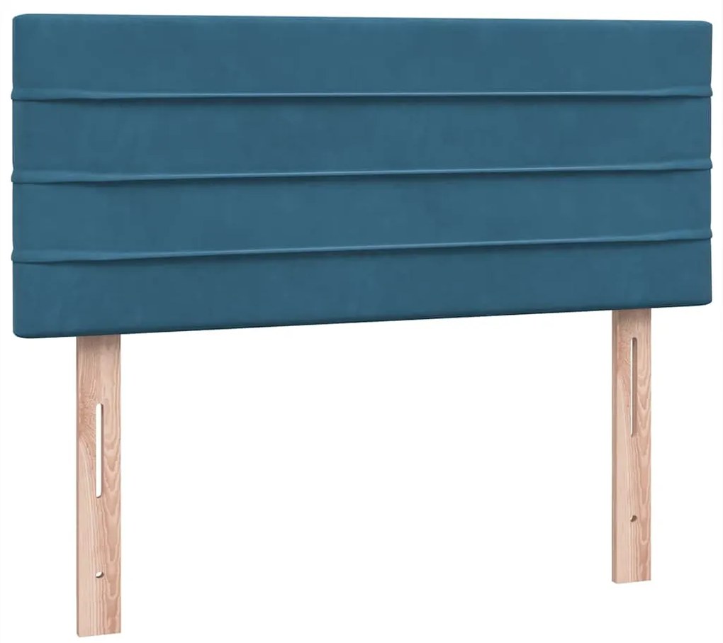 Cama com molas/colchão 120x210 cm veludo azul-escuro