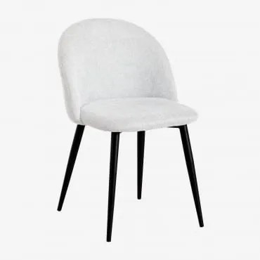 Cadeira De Jantar Estofada E Em Aço Kana Negro & Tecido Branco Quebrado - Sklum