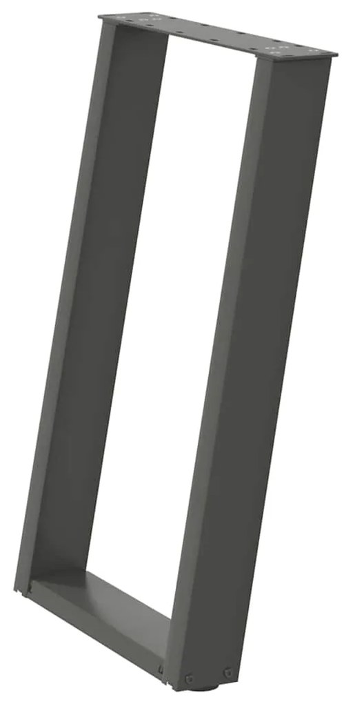 Pés para mesa de jantar em formato de U, 2 peças, antracite, 50x(72-73