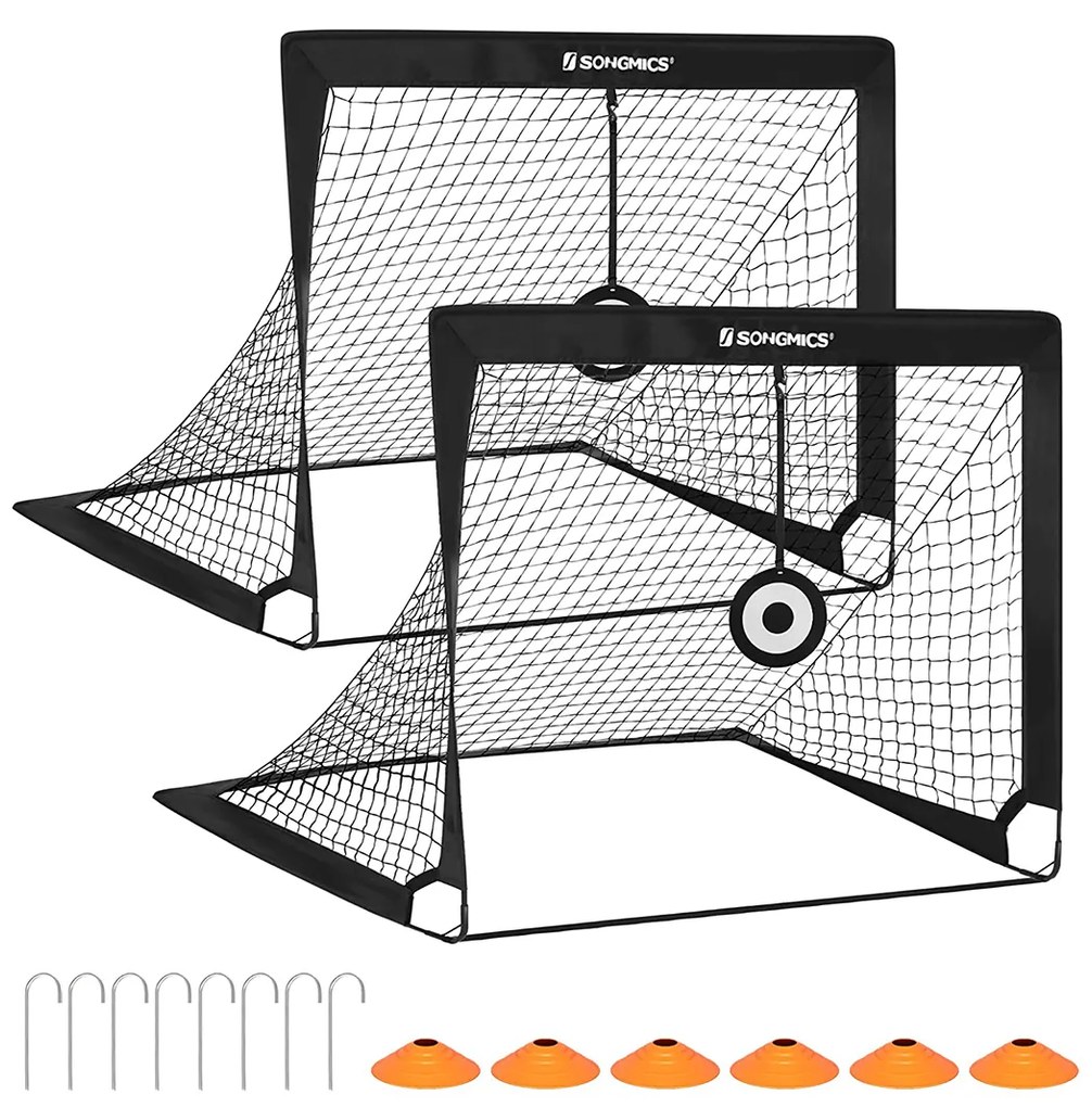 Conjunto de 2 balizas de futebol pop-up 120 x 91 x 91 cm preto