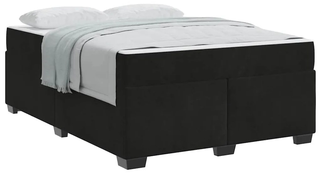 Estrutura de cama com colchão Outros Preto 160 x 200 cm Veludo