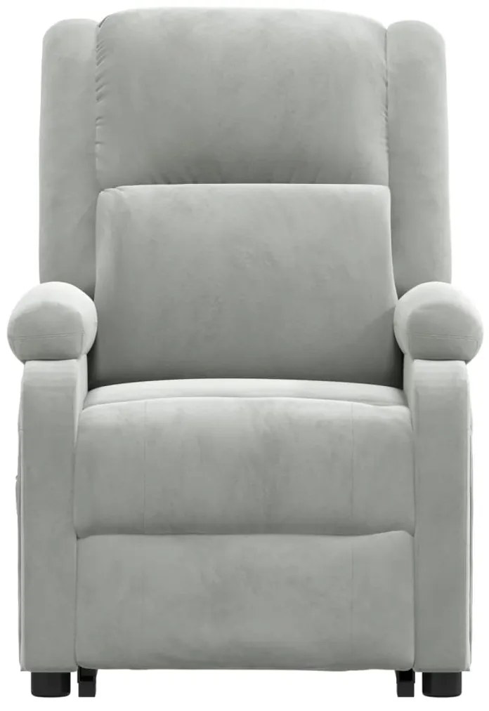 Poltrona elevatória de massagens veludo cinzento-claro