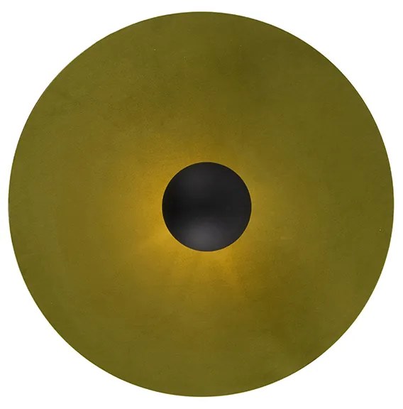 Candeeiro de teto preto com cúpula plana verde 45 cm - Combi Moderno