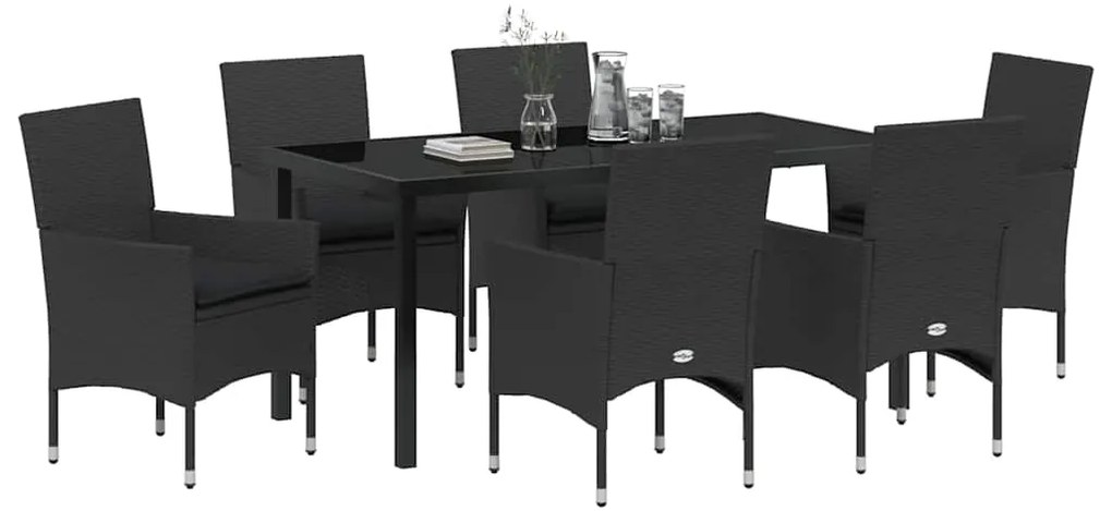 Conjunto de Jantar pra Jardim com 7 Peças da com Almofadas de Rattan P