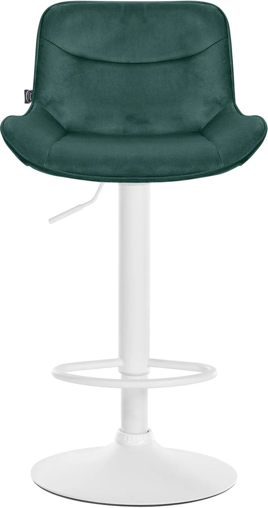 Banco alto em veludo com estrutura branca 85-106 x 49 x 51 cm verde
