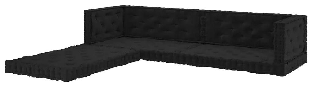 vidaXL Almofadões para sofá de paletes 7 pcs algodão preto