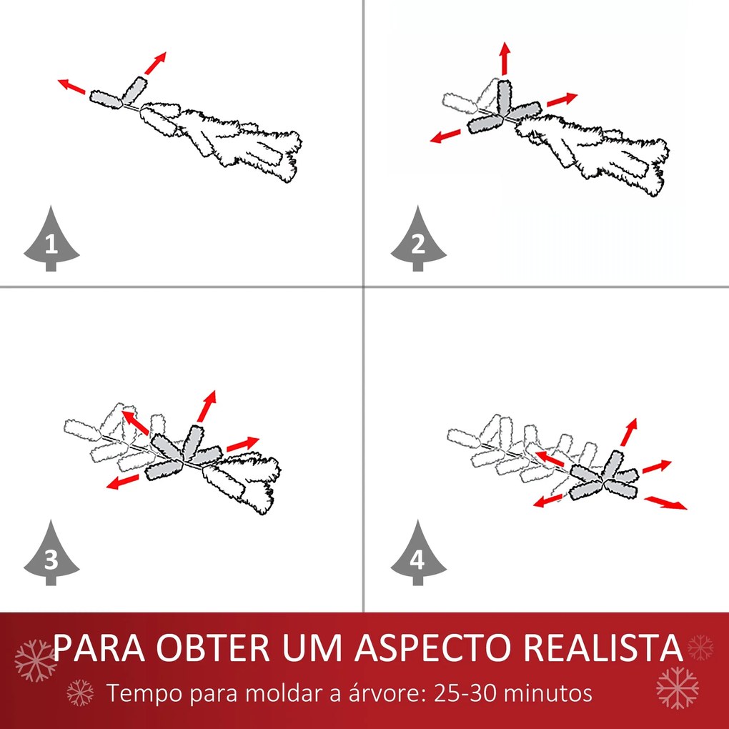 HOMCOM Árvore de Natal Artificial 180cm Ignífugo com 539 Ramos 51 Baga