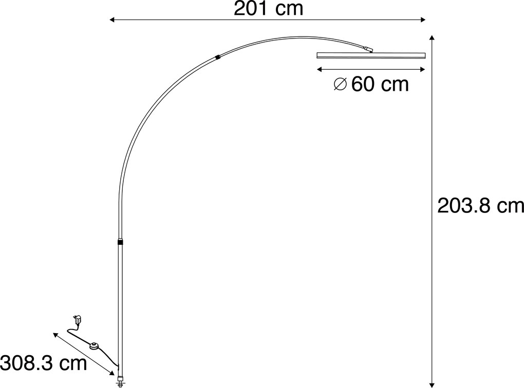 Candeeiro de pé de arco de design preto incl. LED regulável em 3 níveis - Anello