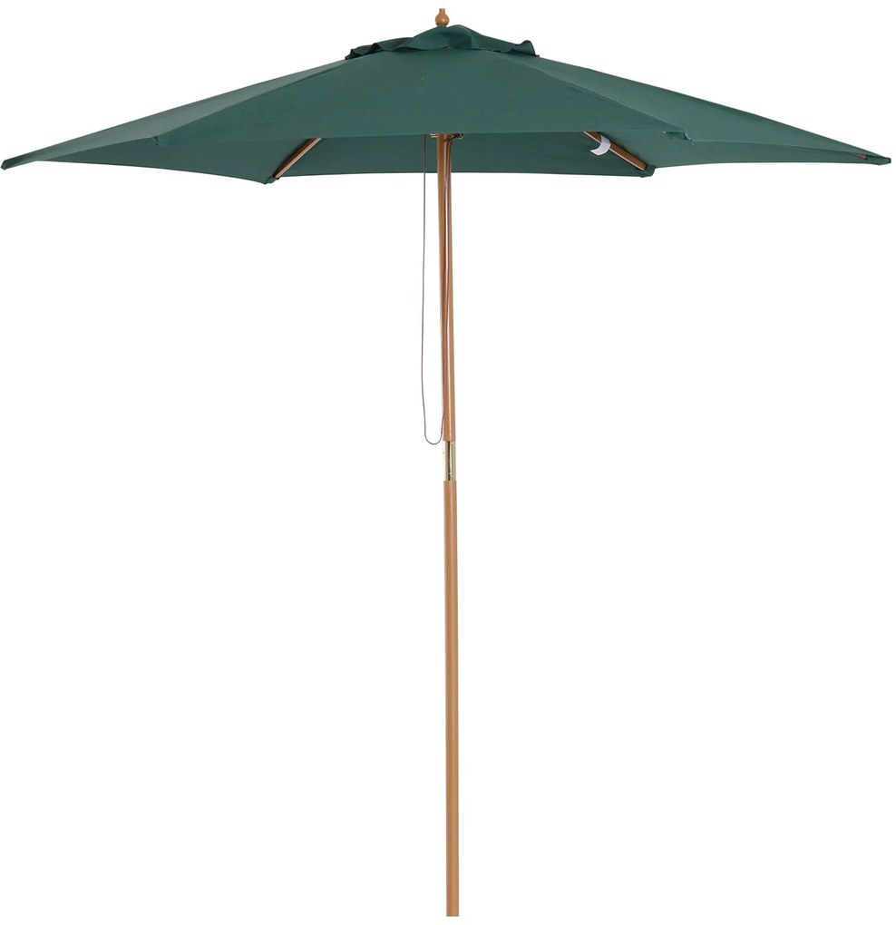 Chapéu de Sol Ø250x230cm Chapéu de Sol com Mastro de Madeira com 6 Has