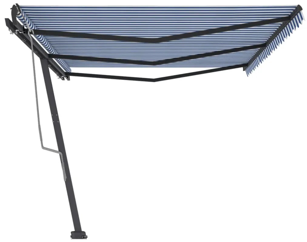 Toldo retrátil manual independente 600x300 cm azul e branco