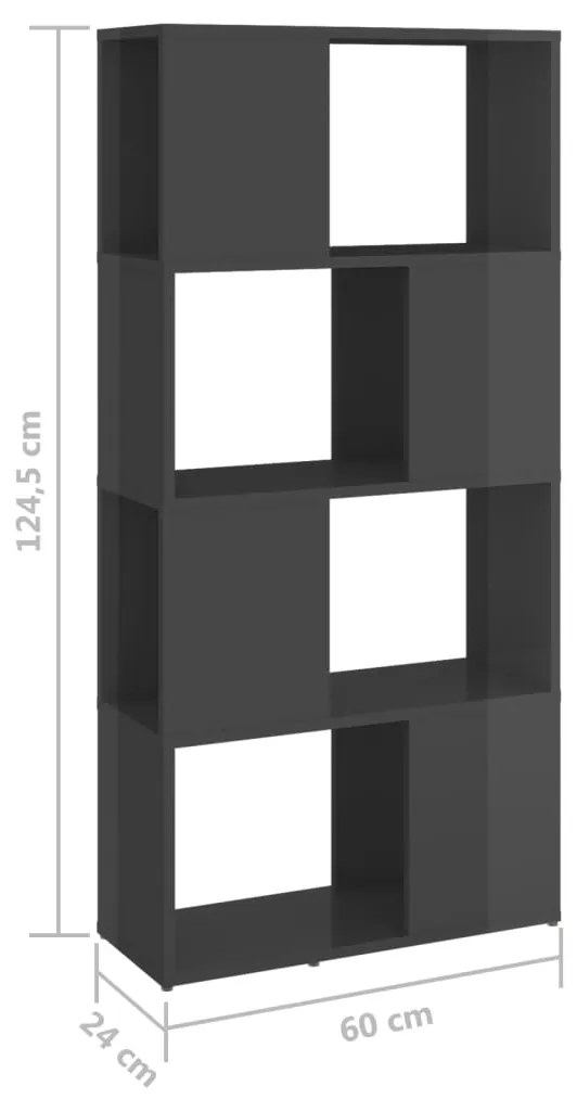 Estante/divisória 60x24x124,5 cm cinzento brilhante