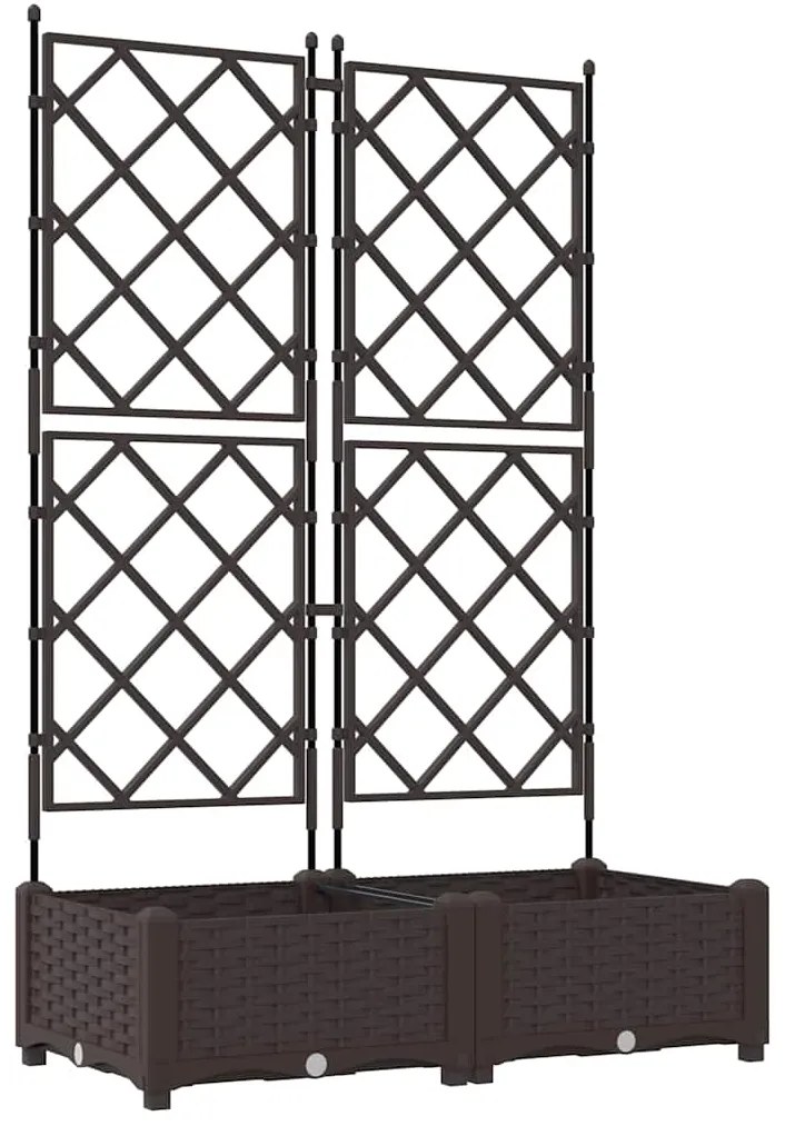 Jardineira com Treliça 2 pcs Castanho 80x40x125.5 cm