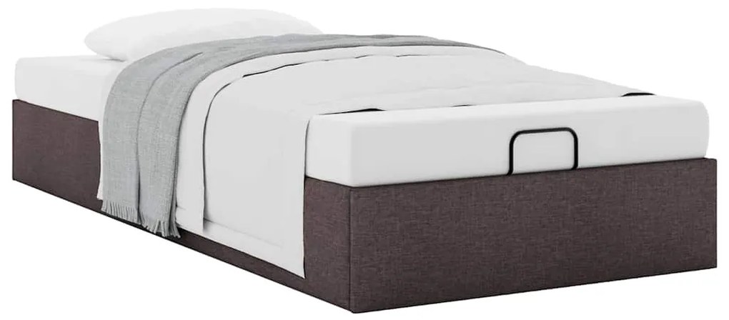 Estrutura de cama otomana sem colchão 100x200cm castanho escuro