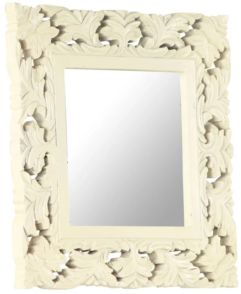 Espelho esculpido à mão 50x50 cm mangueira maciça branco