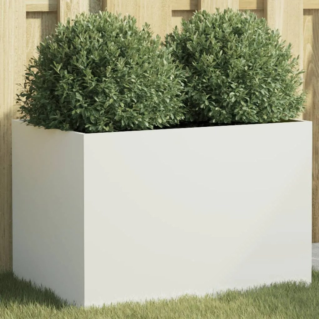 Vaso/floreira 62x40x39 cm aço branco