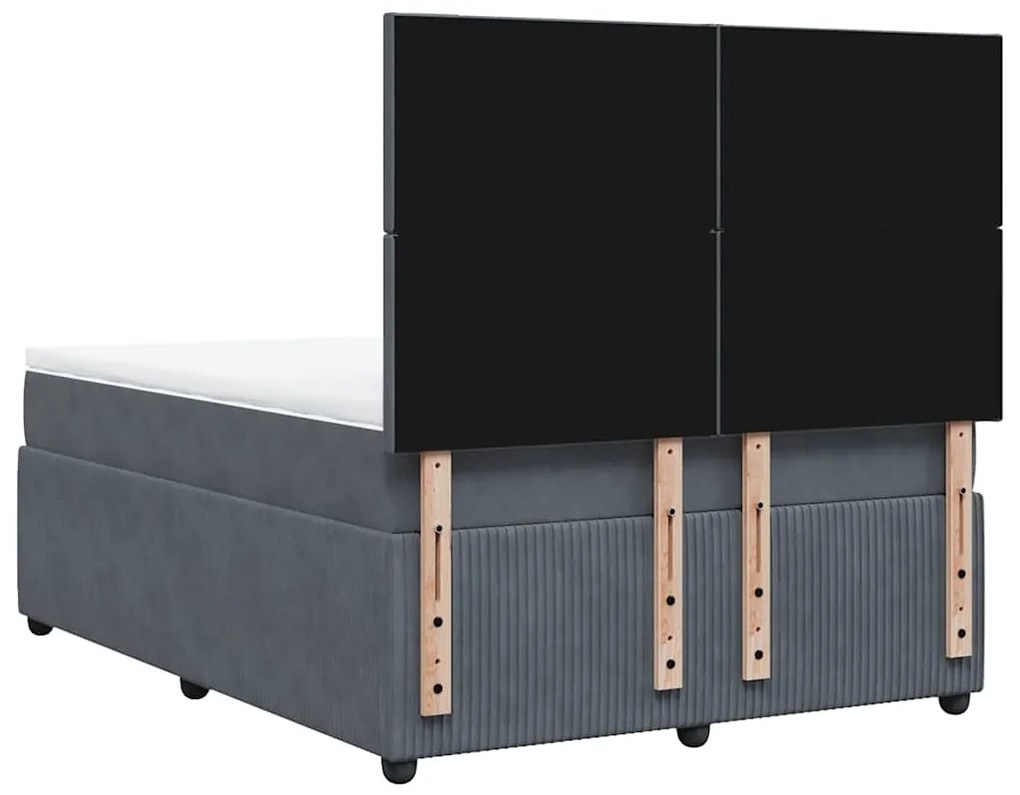 Cama com molas/colchão 140x190 cm veludo cinzento-escuro