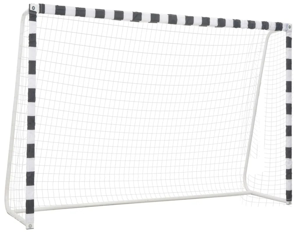 vidaXL Baliza de futebol 300x200x90 cm metal preto e branco