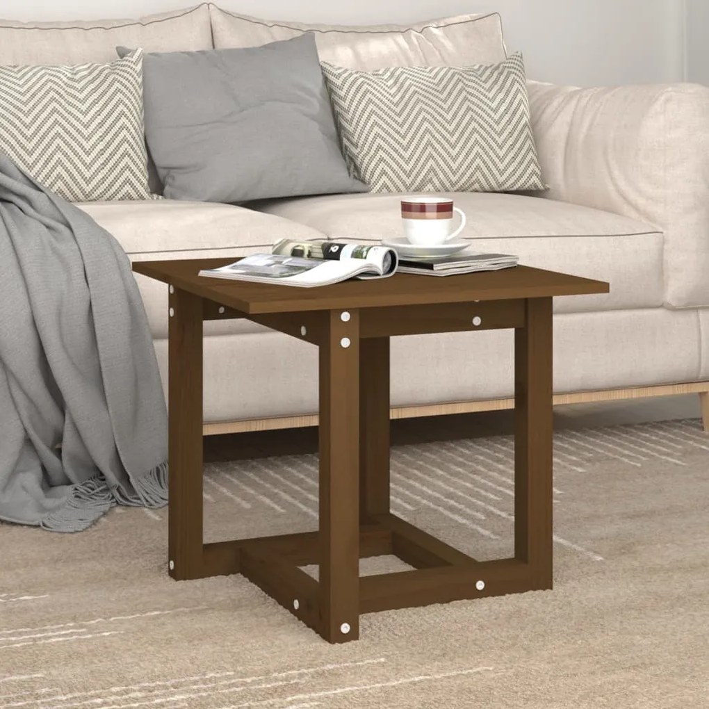 Mesa de centro 50x50x45 cm pinho maciço castanho mel