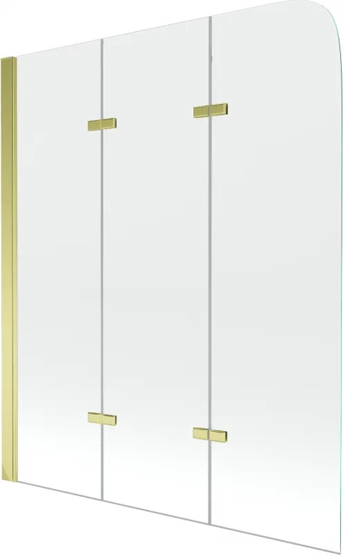 Mexen Felix divisória de banho de 3 painéis 120 x 140 cm, transparente, dourado - 890-120-003-50-00