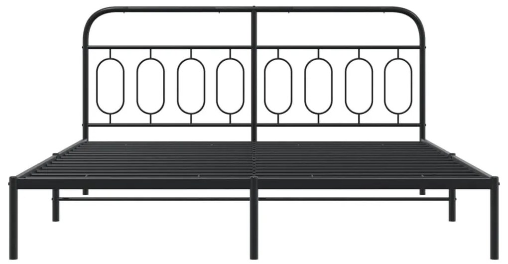 Estrutura de cama com cabeceira 160x200 cm metal preto