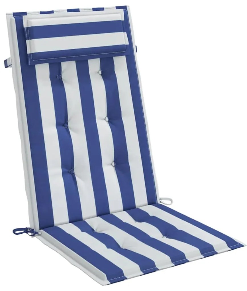 Almofadões cadeira encosto alto 6 pcs tecido oxford azul/branco