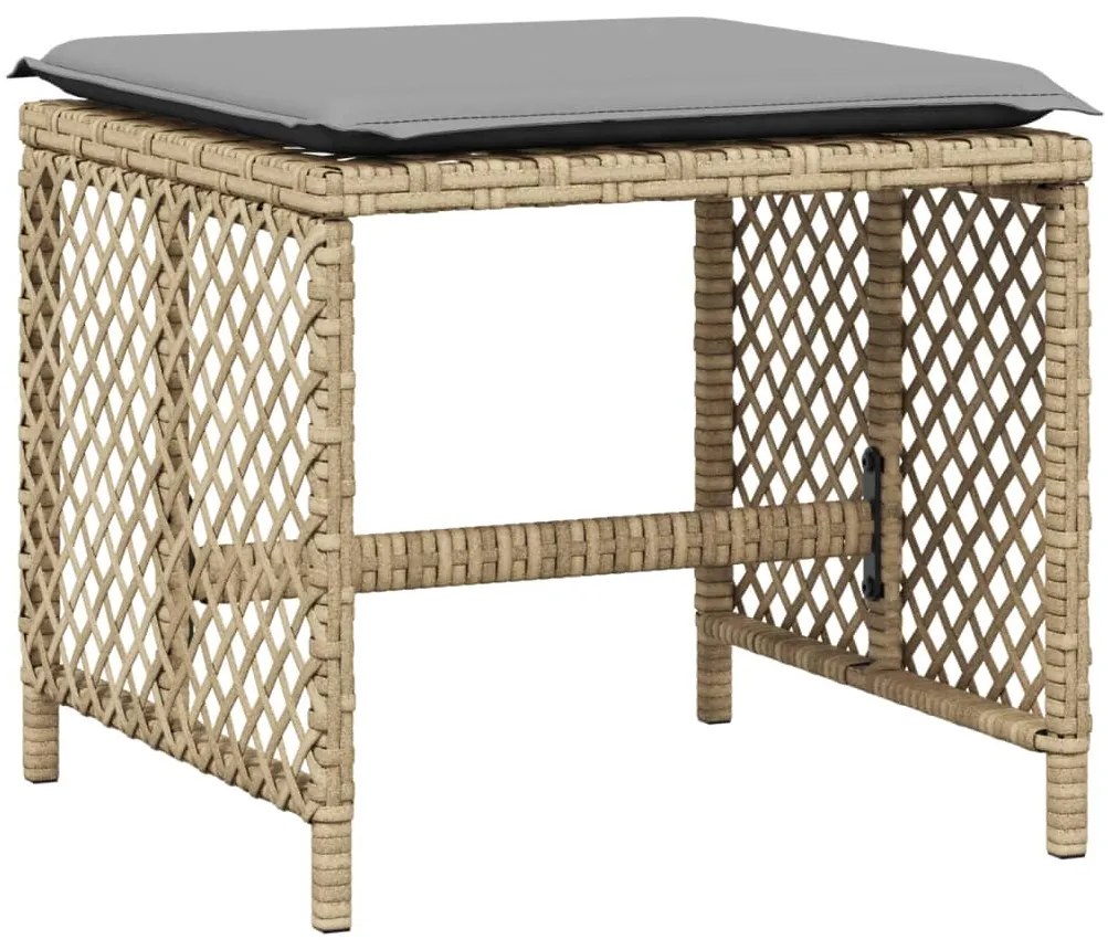 11 pcs conjunto de jantar p/ jardim com almofadões vime PE bege