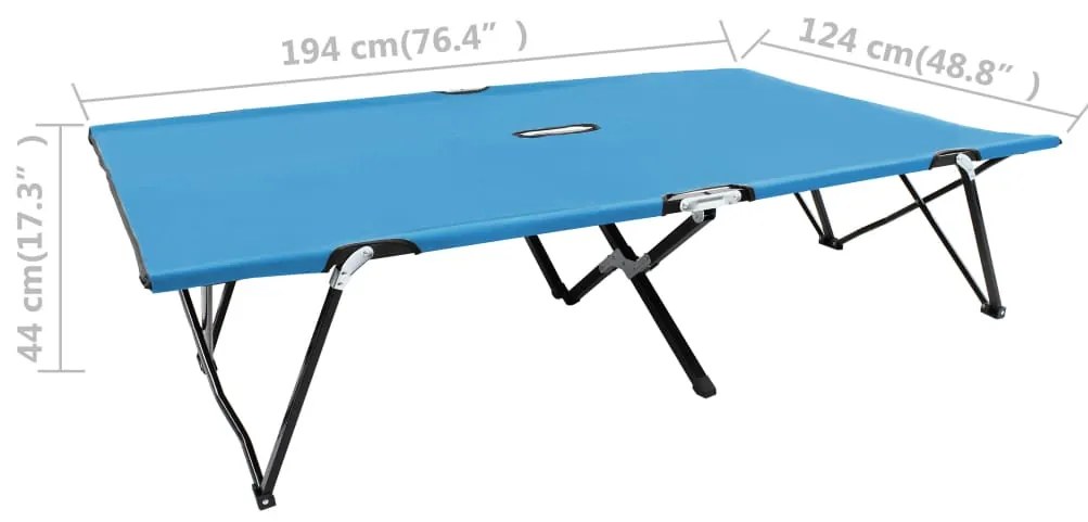 Espreguiçadeira/cama dobrável para 2 pessoas aço azul