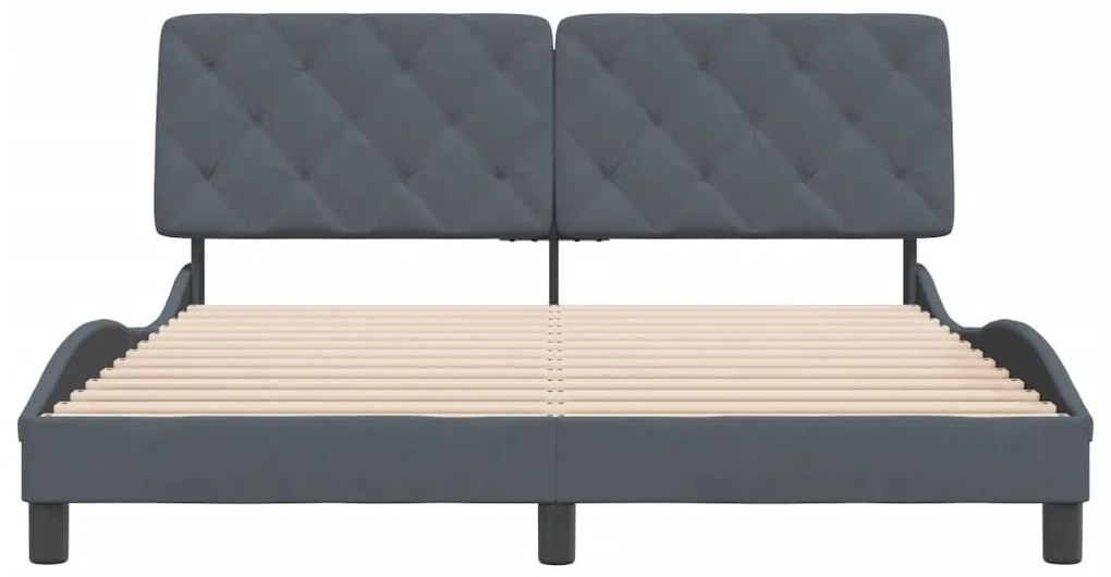 Estrutura de cama sem colchão 160x200 cm veludo cinzento-escuro