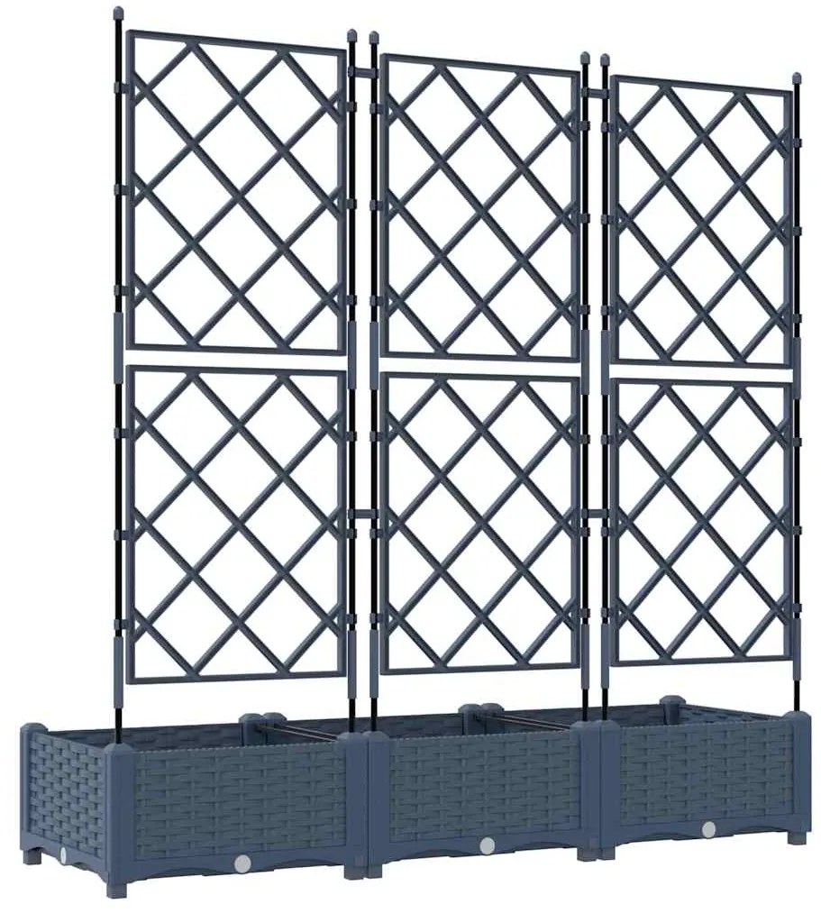 Jardineira de Jardim com Trellis 3 pcs Cinza 120x40x125.5 cm