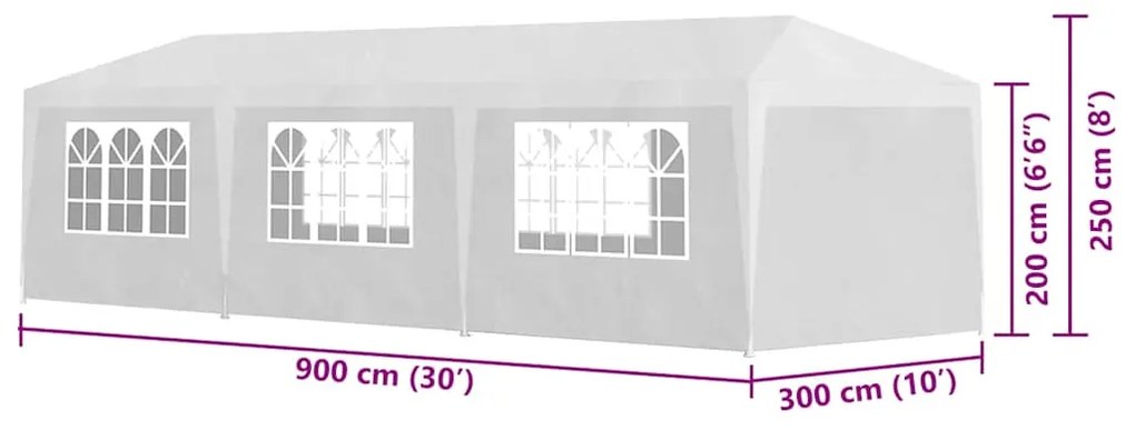 Tenda para festas 3x9 m branco