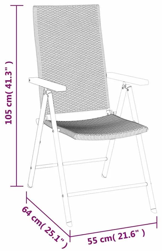 7 pcs conjunto de jantar para jardim vime PE castanho