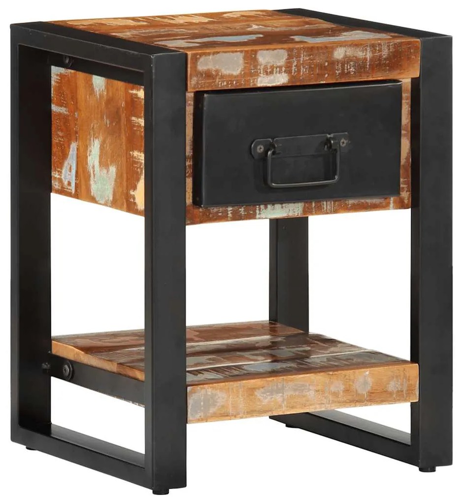 Mesa de cabeceira multicor 35x34x45cm madeira maciça recuperada