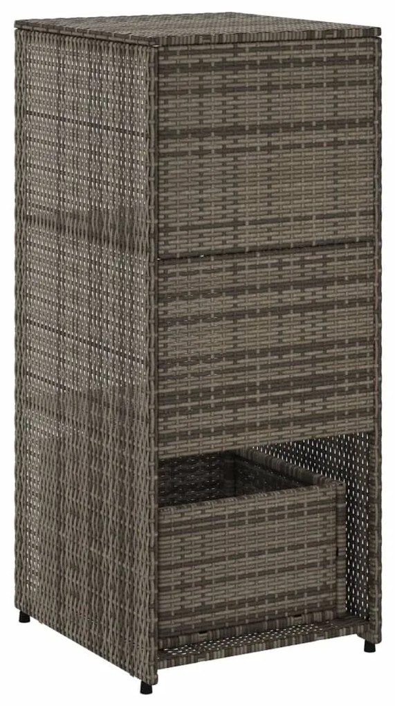Armário de arrumação para jardim 50x55x115 cm vime PE cinzento