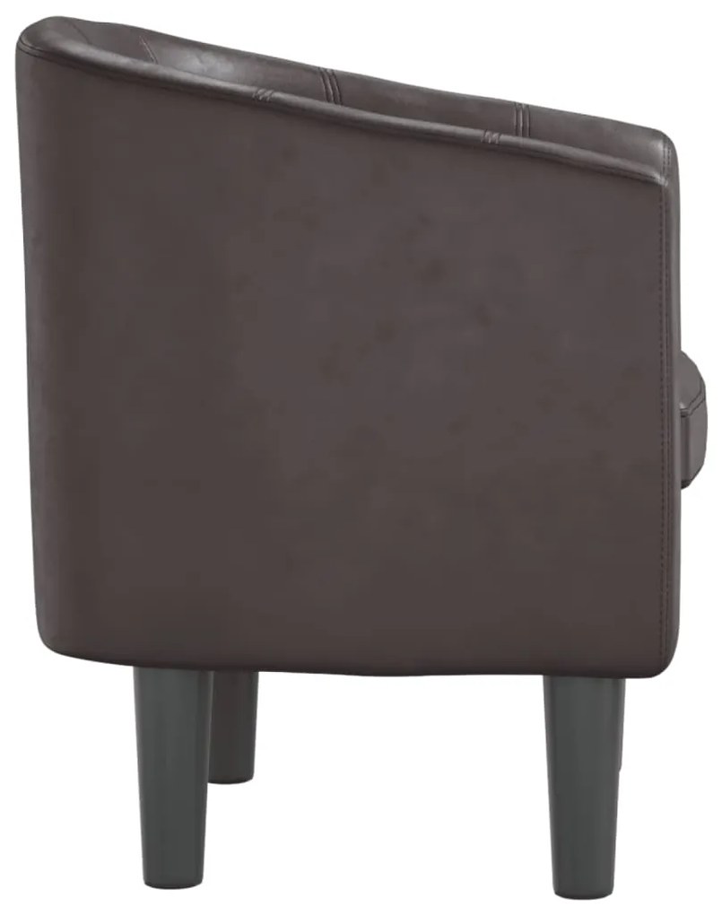 Poltrona couro artificial castanho