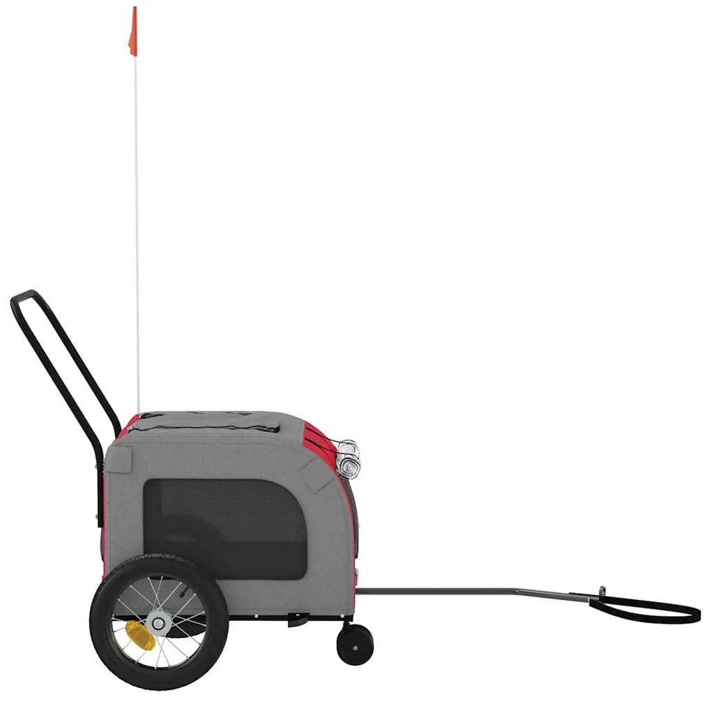 Reboque para Bicicleta para Animais de Estimação Vermelho e Cinza, Tec