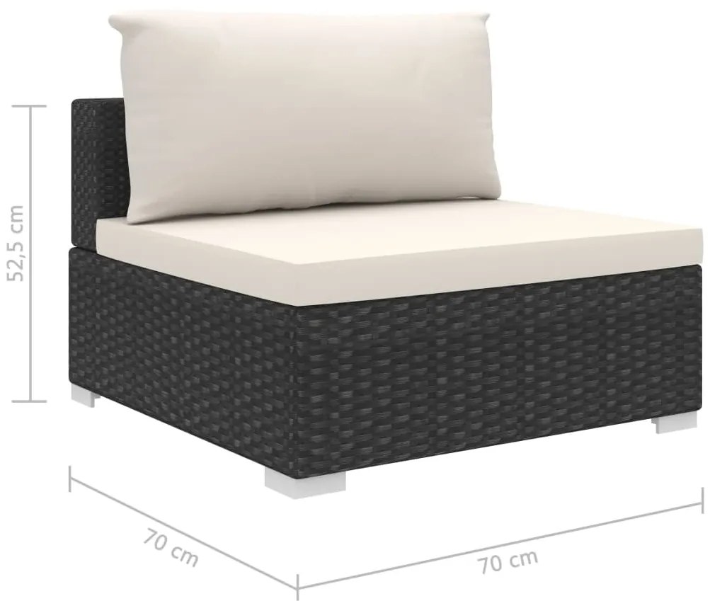 9 pcs conjunto lounge de jardim c/ almofadões vime PE preto