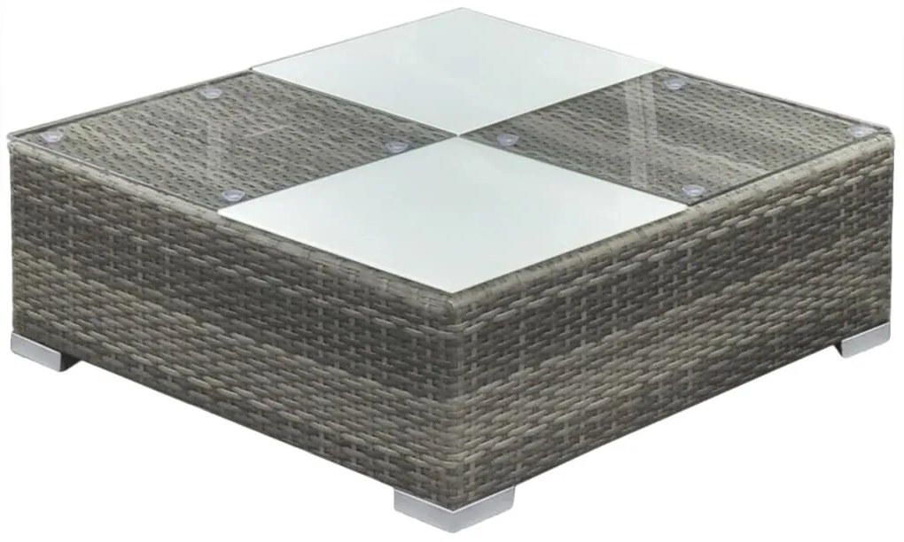 5 pcs conjunto lounge de jardim c/ almofadões vime PE cinzento