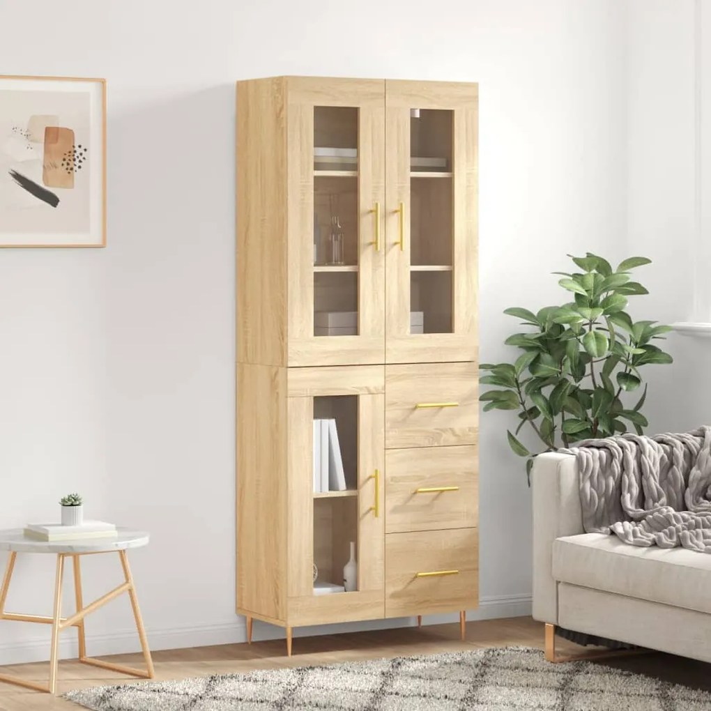vidaXL Armário alto 69,5x34x180 cm derivados de madeira cor sonoma