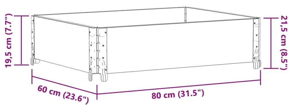 Vaso/floreira para jardim 80x60 cm pinho maciço castanho