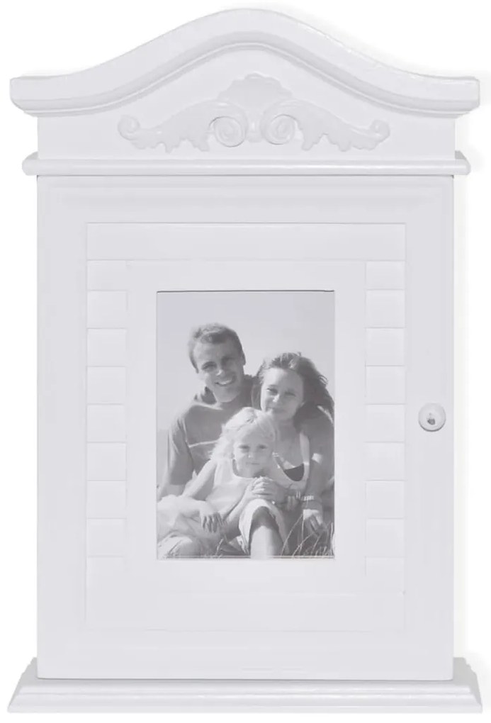 Armário de chaves com moldura para fotografias branco