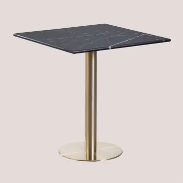 Square Cosmopolitan Marble Bar Table Mármore Nero Marquina & ↔︎ 70 Cm & Ouro Champagne - Sklum
